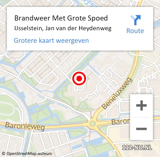 Locatie op kaart van de 112 melding: Brandweer Met Grote Spoed Naar IJsselstein, Jan van der Heydenweg op 7 augustus 2024 14:58