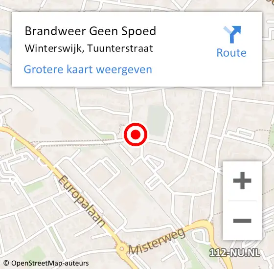 Locatie op kaart van de 112 melding: Brandweer Geen Spoed Naar Winterswijk, Tuunterstraat op 7 augustus 2024 15:08