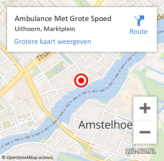 Locatie op kaart van de 112 melding: Ambulance Met Grote Spoed Naar Uithoorn, Marktplein op 7 augustus 2024 15:23