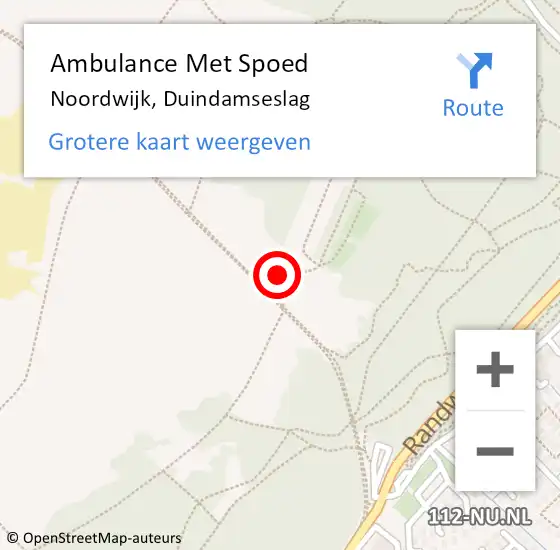 Locatie op kaart van de 112 melding: Ambulance Met Spoed Naar Noordwijk, Duindamseslag op 7 augustus 2024 15:29