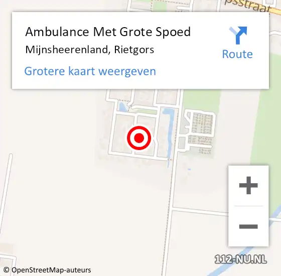 Locatie op kaart van de 112 melding: Ambulance Met Grote Spoed Naar Mijnsheerenland, Rietgors op 7 augustus 2024 15:39