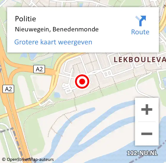 Locatie op kaart van de 112 melding: Politie Nieuwegein, Benedenmonde op 7 augustus 2024 15:46