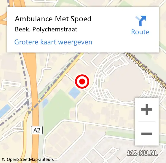 Locatie op kaart van de 112 melding: Ambulance Met Spoed Naar Beek, Polychemstraat op 15 oktober 2014 16:05