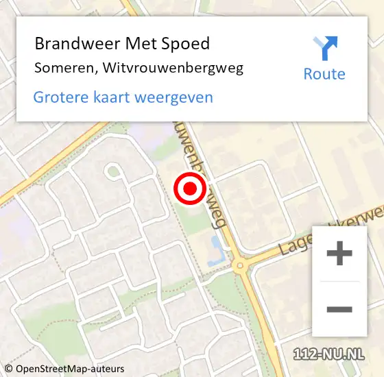 Locatie op kaart van de 112 melding: Brandweer Met Spoed Naar Someren, Witvrouwenbergweg op 7 augustus 2024 16:22