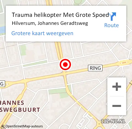 Locatie op kaart van de 112 melding: Trauma helikopter Met Grote Spoed Naar Hilversum, Johannes Geradtsweg op 7 augustus 2024 16:46