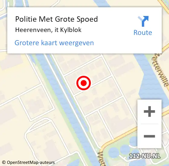 Locatie op kaart van de 112 melding: Politie Met Grote Spoed Naar Heerenveen, it Kylblok op 7 augustus 2024 17:00