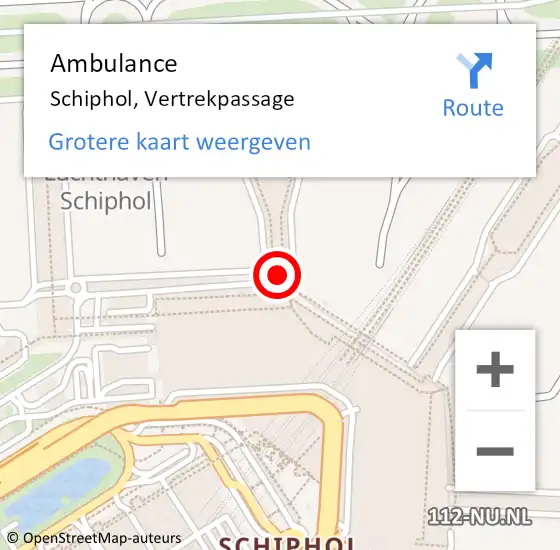 Locatie op kaart van de 112 melding: Ambulance Schiphol, Vertrekpassage op 7 augustus 2024 17:18