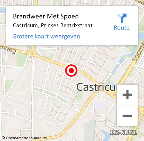 Locatie op kaart van de 112 melding: Brandweer Met Spoed Naar Castricum, Prinses Beatrixstraat op 7 augustus 2024 17:30