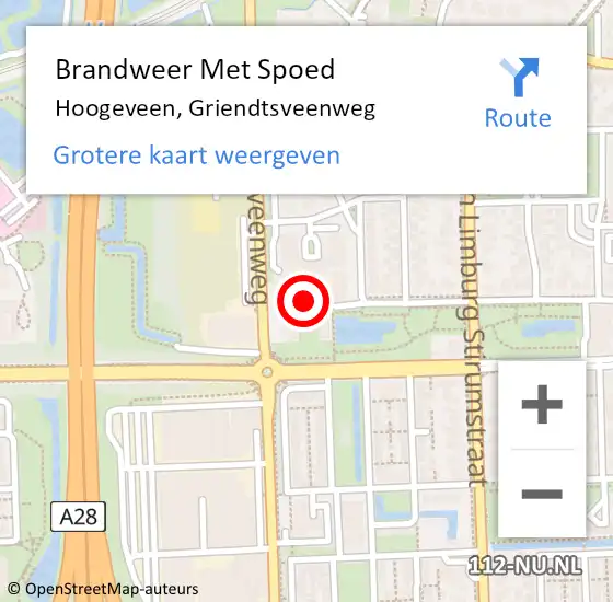 Locatie op kaart van de 112 melding: Brandweer Met Spoed Naar Hoogeveen, Griendtsveenweg op 7 augustus 2024 17:34