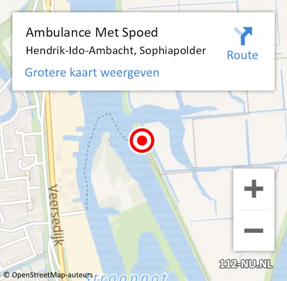 Locatie op kaart van de 112 melding: Ambulance Met Spoed Naar Hendrik-Ido-Ambacht, Sophiapolder op 7 augustus 2024 17:40