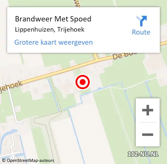 Locatie op kaart van de 112 melding: Brandweer Met Spoed Naar Lippenhuizen, Trijehoek op 7 augustus 2024 17:44