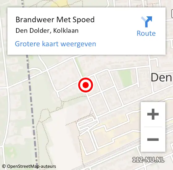 Locatie op kaart van de 112 melding: Brandweer Met Spoed Naar Den Dolder, Kolklaan op 15 oktober 2014 16:24