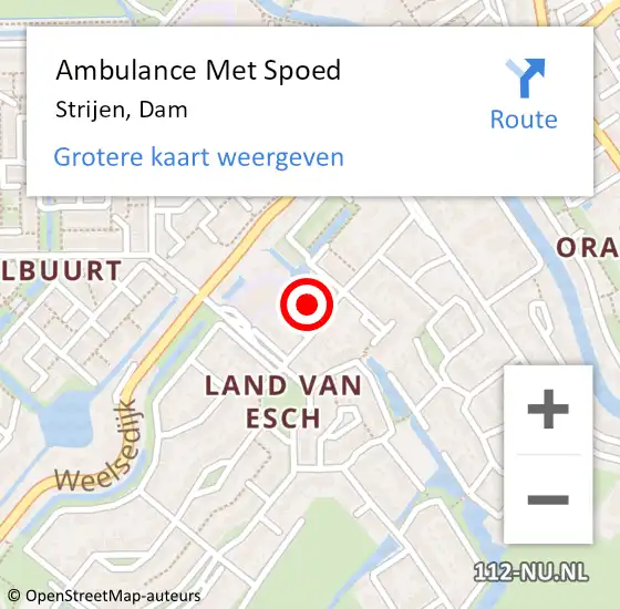 Locatie op kaart van de 112 melding: Ambulance Met Spoed Naar Strijen, Dam op 7 augustus 2024 18:08