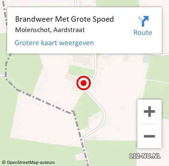 Locatie op kaart van de 112 melding: Brandweer Met Grote Spoed Naar Molenschot, Aardstraat op 7 augustus 2024 18:12