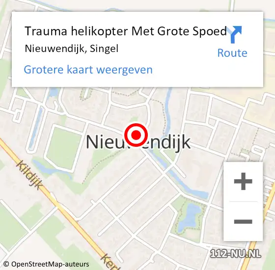 Locatie op kaart van de 112 melding: Trauma helikopter Met Grote Spoed Naar Nieuwendijk, Singel op 7 augustus 2024 18:27