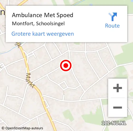 Locatie op kaart van de 112 melding: Ambulance Met Spoed Naar Montfort, Schoolsingel op 7 augustus 2024 18:32