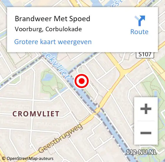 Locatie op kaart van de 112 melding: Brandweer Met Spoed Naar Voorburg, Corbulokade op 7 augustus 2024 18:35