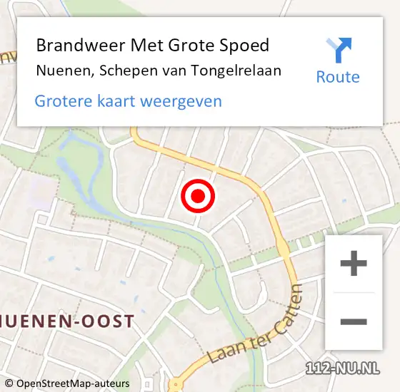 Locatie op kaart van de 112 melding: Brandweer Met Grote Spoed Naar Nuenen, Schepen van Tongelrelaan op 7 augustus 2024 18:37