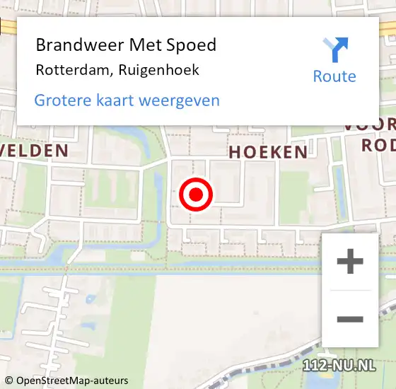 Locatie op kaart van de 112 melding: Brandweer Met Spoed Naar Rotterdam, Ruigenhoek op 7 augustus 2024 18:42