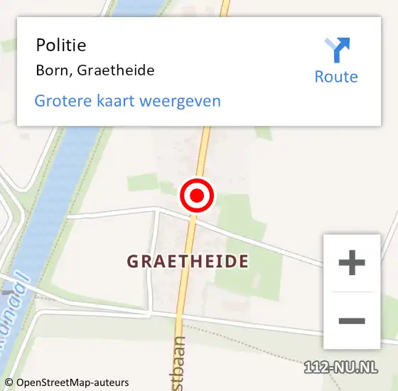 Locatie op kaart van de 112 melding: Politie Born, Graetheide op 7 augustus 2024 18:50