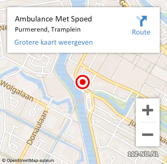 Locatie op kaart van de 112 melding: Ambulance Met Spoed Naar Purmerend, Tramplein op 7 augustus 2024 18:59