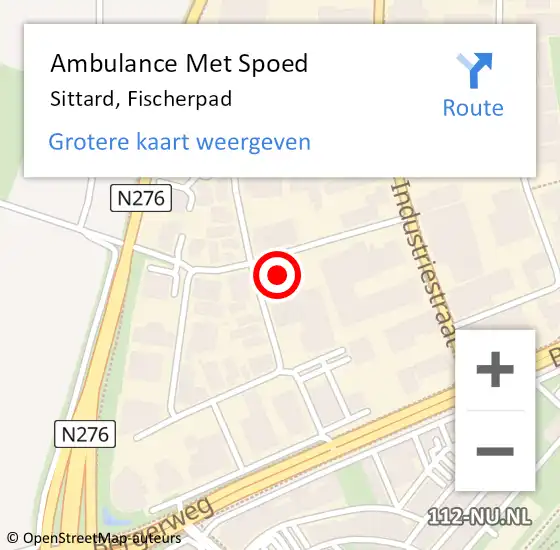 Locatie op kaart van de 112 melding: Ambulance Met Spoed Naar Sittard, Fischerpad op 15 oktober 2014 16:34