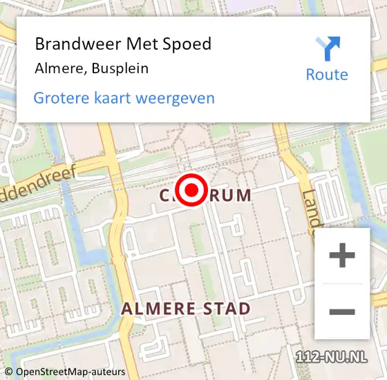 Locatie op kaart van de 112 melding: Brandweer Met Spoed Naar Almere, Busplein op 7 augustus 2024 19:03