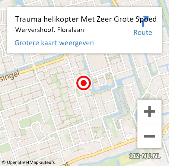 Locatie op kaart van de 112 melding: Trauma helikopter Met Zeer Grote Spoed Naar Wervershoof, Floralaan op 7 augustus 2024 19:03