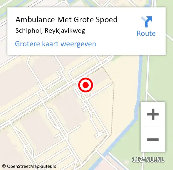 Locatie op kaart van de 112 melding: Ambulance Met Grote Spoed Naar Schiphol, Reykjavikweg op 7 augustus 2024 19:17