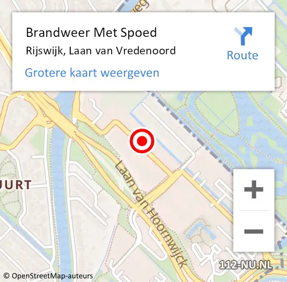 Locatie op kaart van de 112 melding: Brandweer Met Spoed Naar Rijswijk, Laan van Vredenoord op 7 augustus 2024 19:17