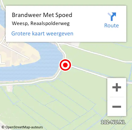 Locatie op kaart van de 112 melding: Brandweer Met Spoed Naar Weesp, Reaalspolderweg op 7 augustus 2024 19:27