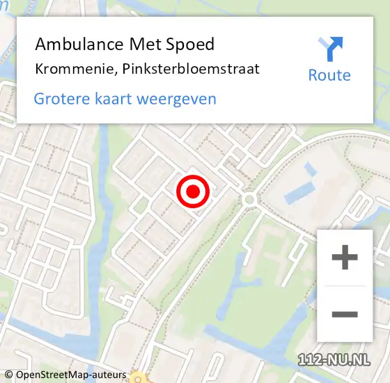 Locatie op kaart van de 112 melding: Ambulance Met Spoed Naar Krommenie, Pinksterbloemstraat op 7 augustus 2024 19:43