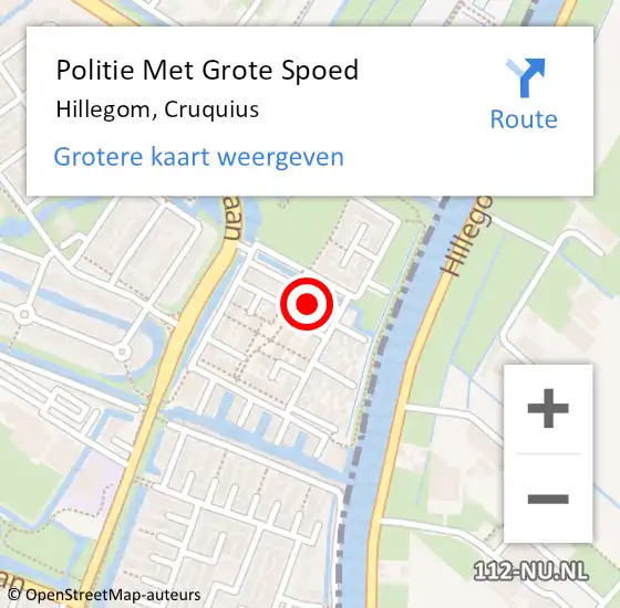 Locatie op kaart van de 112 melding: Politie Met Grote Spoed Naar Hillegom, Cruquius op 7 augustus 2024 19:45