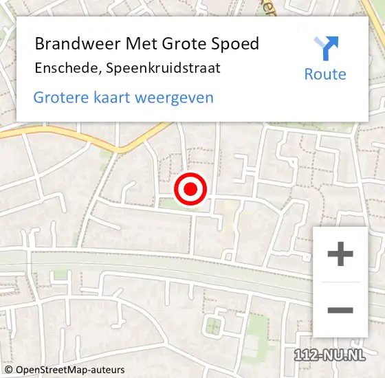 Locatie op kaart van de 112 melding: Brandweer Met Grote Spoed Naar Enschede, Speenkruidstraat op 7 augustus 2024 19:48