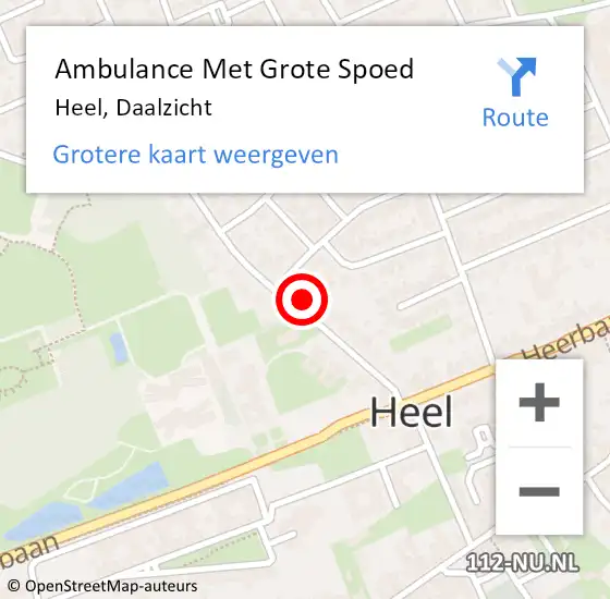 Locatie op kaart van de 112 melding: Ambulance Met Grote Spoed Naar Heel, Daalzicht op 7 augustus 2024 19:53