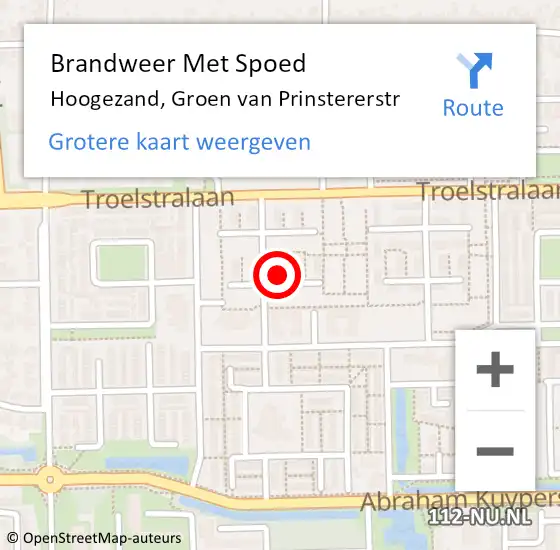 Locatie op kaart van de 112 melding: Brandweer Met Spoed Naar Hoogezand, Groen van Prinstererstr op 7 augustus 2024 19:56