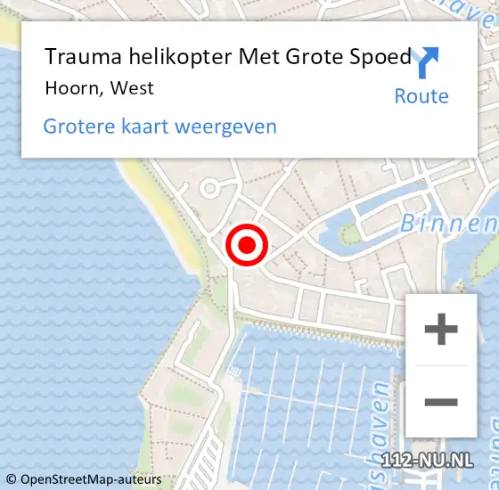 Locatie op kaart van de 112 melding: Trauma helikopter Met Grote Spoed Naar Hoorn, West op 7 augustus 2024 20:07