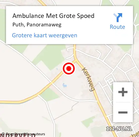 Locatie op kaart van de 112 melding: Ambulance Met Grote Spoed Naar Puth, Panoramaweg op 7 augustus 2024 20:31