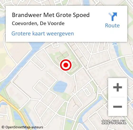 Locatie op kaart van de 112 melding: Brandweer Met Grote Spoed Naar Coevorden, De Voorde op 15 oktober 2014 16:41