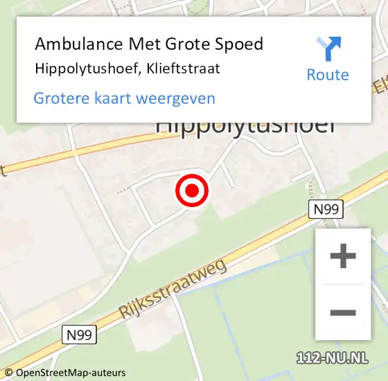 Locatie op kaart van de 112 melding: Ambulance Met Grote Spoed Naar Hippolytushoef, Klieftstraat op 7 augustus 2024 20:44