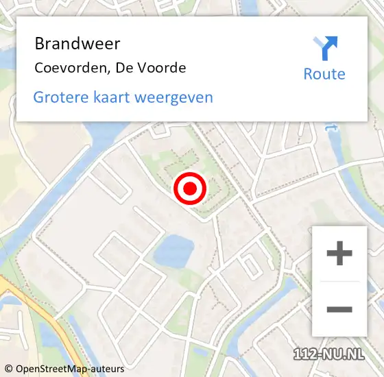 Locatie op kaart van de 112 melding: Brandweer Coevorden, De Voorde op 15 oktober 2014 16:42