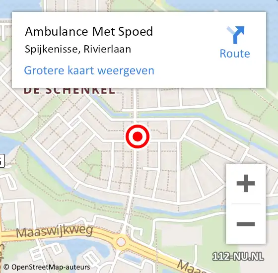 Locatie op kaart van de 112 melding: Ambulance Met Spoed Naar Spijkenisse, Rivierlaan op 7 augustus 2024 21:01