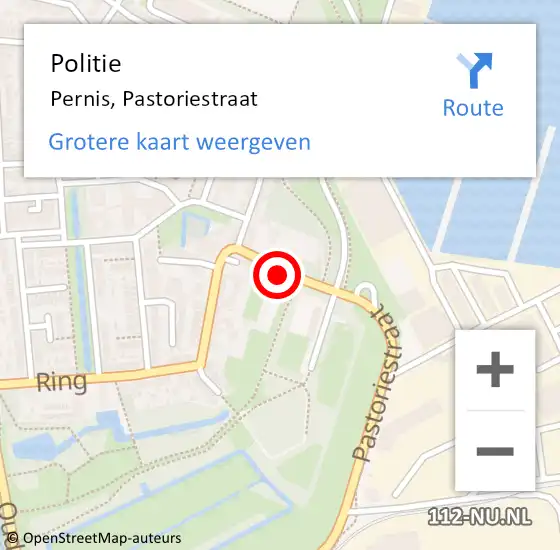 Locatie op kaart van de 112 melding: Politie Pernis, Pastoriestraat op 7 augustus 2024 21:35