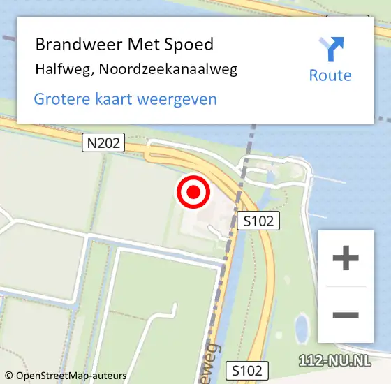 Locatie op kaart van de 112 melding: Brandweer Met Spoed Naar Halfweg, Noordzeekanaalweg op 7 augustus 2024 21:36