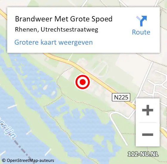 Locatie op kaart van de 112 melding: Brandweer Met Grote Spoed Naar Rhenen, Utrechtsestraatweg op 7 augustus 2024 22:05