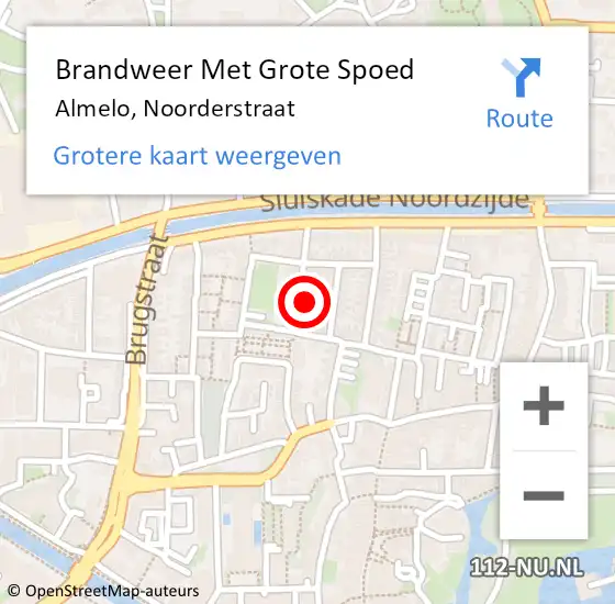 Locatie op kaart van de 112 melding: Brandweer Met Grote Spoed Naar Almelo, Noorderstraat op 7 augustus 2024 22:12