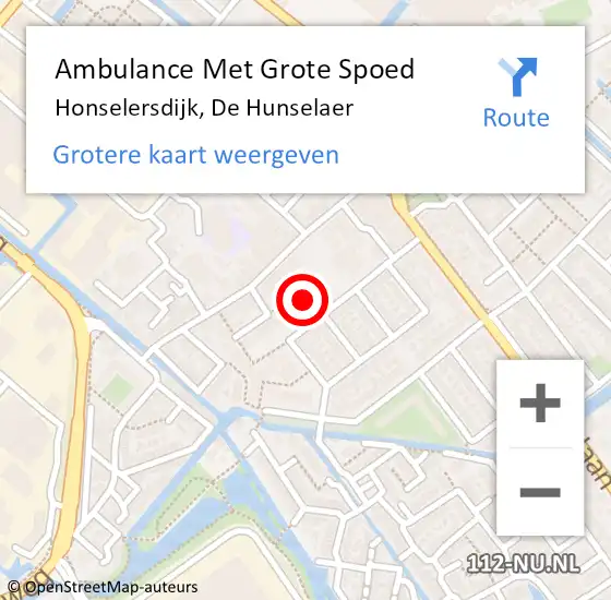 Locatie op kaart van de 112 melding: Ambulance Met Grote Spoed Naar Honselersdijk, De Hunselaer op 7 augustus 2024 22:23