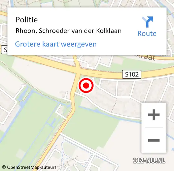 Locatie op kaart van de 112 melding: Politie Rhoon, Schroeder van der Kolklaan op 7 augustus 2024 22:26