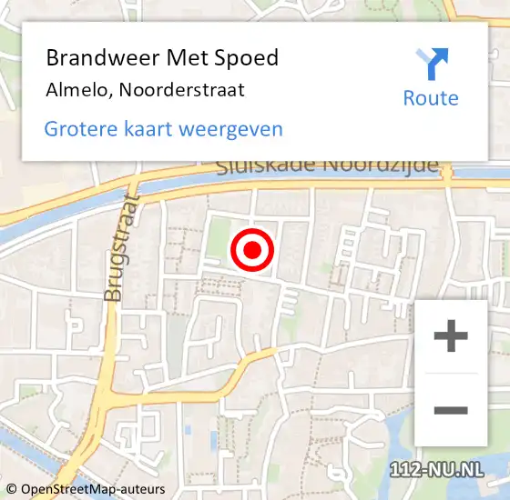 Locatie op kaart van de 112 melding: Brandweer Met Spoed Naar Almelo, Noorderstraat op 7 augustus 2024 22:33