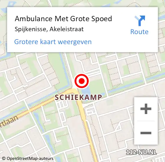 Locatie op kaart van de 112 melding: Ambulance Met Grote Spoed Naar Spijkenisse, Akeleistraat op 7 augustus 2024 22:39